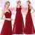 Great Ever-Pretty One-shoulder Chiffon Bridesmaid Dress Long Evening Prom Gown Red 2018 2019