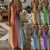 Awesome Women’s Summer Gradient Long Rainbow Maxi Dress Ladies Boho Holiday Beach Party 2021