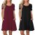 Great Womens Summer Casual T Shirt Dresses Short Sleeve Loose Swing Dress with Pockets 2021