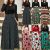 Awesome Womens Splice Dress Boho Floral Long Sleeve Crew Neck Maxi Dress Casual Party 2021