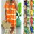 Great Women Summer Tie-dye Short Sleeve V Neck Dress Loose Beach Casual Tops Sundress 2021