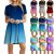 Awesome Summer Women Crew Neck Short Sleeve Tie-dye Print Short Dress Casual Loose Dress 2021