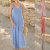 Amazing Summer Womens Casual Sleeveless Vest Dress V Neck Maxi Solid Loose Slip Dress 2021