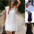 Amazing Women Summer Sleeveless Loose Crew Neck Dress Lace Solid Beach Casual Sundress 2021
