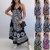 Amazing Women Summer Casual Sleeveless Sling A-Line V Neck Floral Loose Long Tank Dress 2021