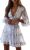 Awesome Dokotoo Womens 2023 Spring Summer Deep V Neck Ruffle Long Sleeve Floral Print Mini Dress 2023