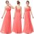 Amazing Ever-Pretty One-shoulder Chiffon Bridesmaid Dress Long Evening Prom Gown Coral 2019