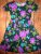 Great LuLaRoe Amelia Dress navy Purple Green Floral Print L Textured Stretch Zipper 2018
