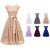 Great Women’s Elegant Bowknot Tie Belted Lace Dress V Back Cap Sleeve Bridesmaid Dress 2018 2019